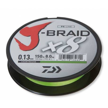 Fir textil DAIWA J-BRAID X8 VERDE 0.22MM/17KG/150M