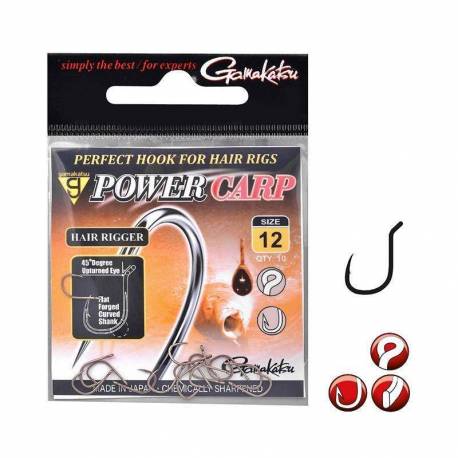 Carlig GAMAKATSU Power Carp Hair Rigger Nr.10, 10buc/plic