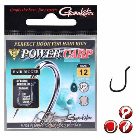 Carlige monturi GAMAKATSU Power Carp Hair Rigger, Nr.10, 10buc/plic