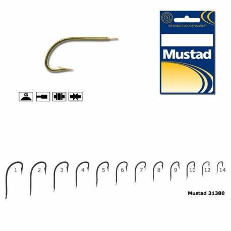 Carlige stationar Mustad M.31380, Auriu, Nr. 14, 10 buc./plic