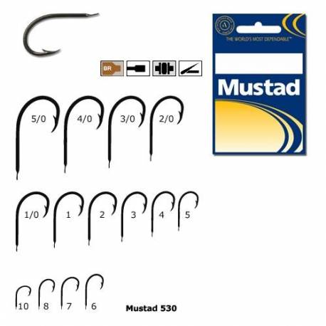 Carlig crap Mustad 530, 2/0, bronz, 10 buc./Plic