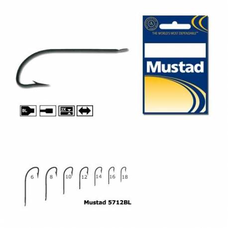 Carlig stationar Mustad Crystal M5712BL, Negru, Nr. 14, 10 buc/plic