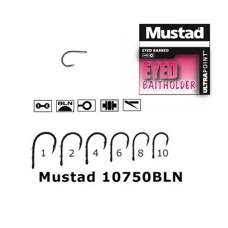 Carlige cu Ochet Mustad Black Nichel, Nr.2, Forjat, 2 Spini, 10buc/plic