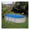 Piscina prefabricata GRE CORCEGA KITPROV738PO, ovala, pereti metalici imitatie piatra, 730х375х132cm