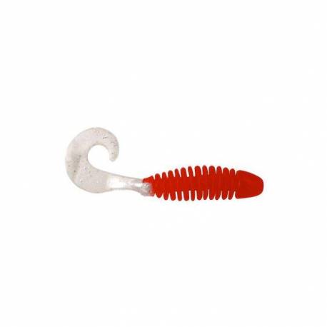 Grub YUM Wooly Curltail 2", 5cm, culoare Hot Shad