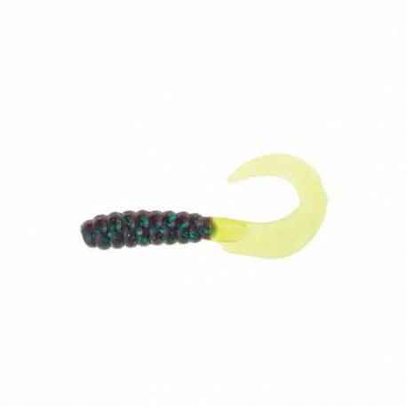 Twister YUM Walleye Grub 3" 7.6cm culoare Junebug Chartreuse