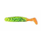 Naluci SLIDER Crappie Grub 3.8cm Chartreuse Black Flake / Orange Tail, 18buc/plic