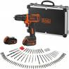 Set masina de insurubat/gaurit BLACK&DECKER BDCDD12BAFC-QW cu 100 accesorii, 10.8V, 2 Akku x 1.5Ah