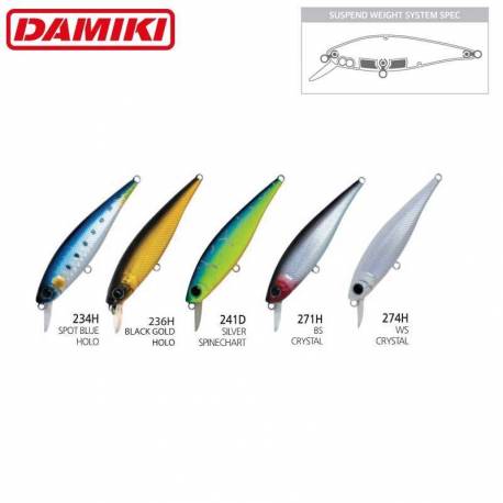 Vobler DAMIKI STRIKE-90SP 9cm 10.5gr Suspending - 241D (Silver Spine Chart)