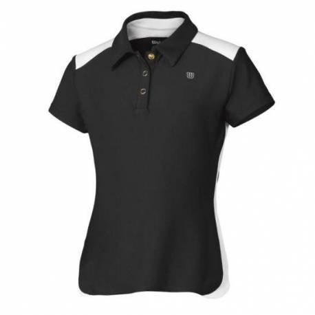 Tricou sport Wilson Jr. SS Polo, fete, negru/alb, XL