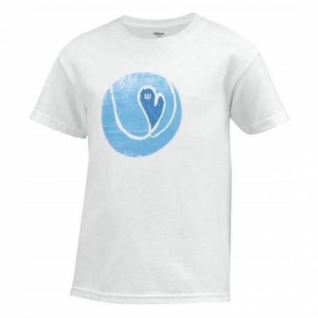 Tricou sport Wilson Heart Tennis Ball, fete, alb, L