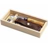 Set cadou OPINEL cutit nr 8, inox, maner lemn maslin, teaca piele