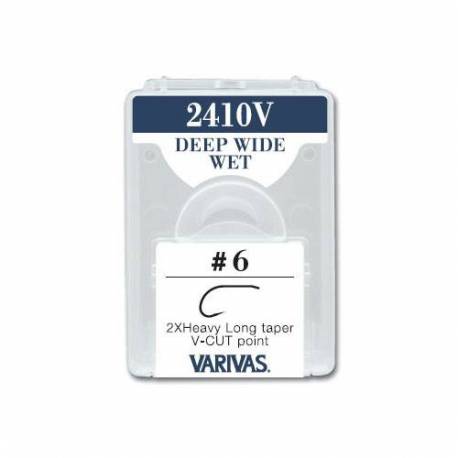 Carlige musca Varivas Fly 2410V 2X Fine Deep Wide Wet, micro barb, bronz, Nr.4, 25 buc/plic 