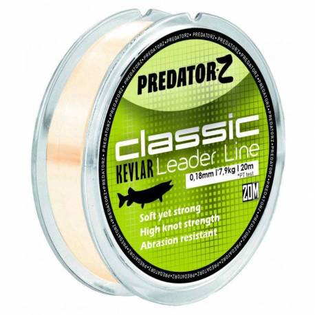 Fir inaintas monofilament Predator-Z Classic Kevlar Leader, 20m, 0.18mm, 7.9kg, transparent