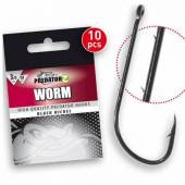 Carlige Carp Zoom Predator-Z Worm, Negru, Nr.1, 10 buc/plic