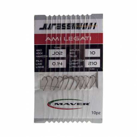 Carlige legate Maver Jurassic J02, Nr.6, 0.20mm, 210cm, 10buc/plic