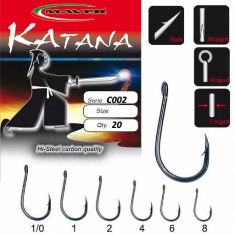 Carlige crap Maver Katana C002, Negru, NR 4, 10 buc./plic