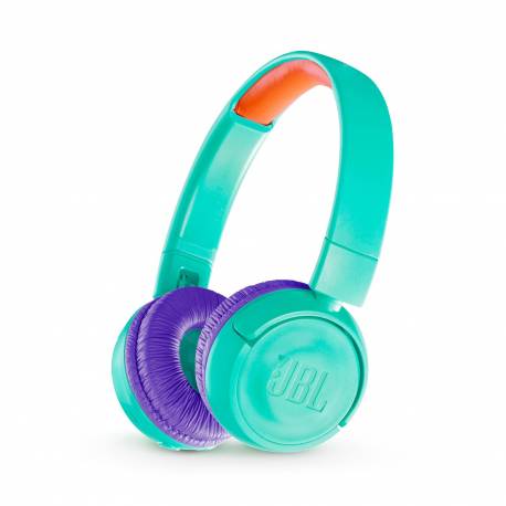 Casti wireless JBL JR300BT pentru copii, BlueTooth, on-ear, volum redus, Teal