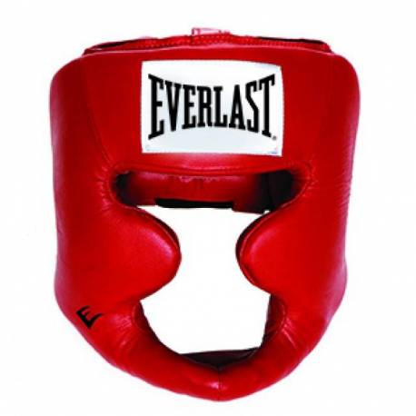 Casca de box Everlast, piele, rosu