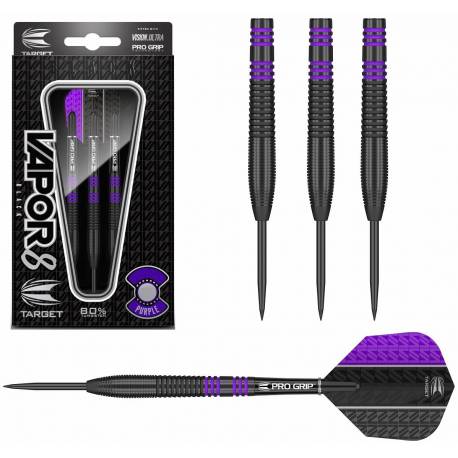 Sageti steel darts Vapor 8 Black-Purple, 80% tungsten, 21G / 23G