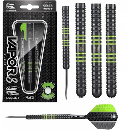 Sageti steel darts Vapor 8 Black-Green, 80% tungsten, 21G / 23G