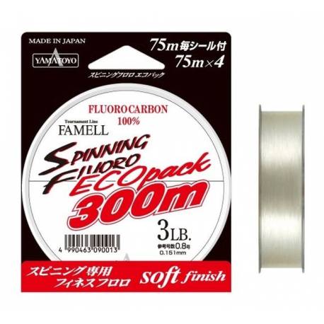 Fir fluorocarbon Yamatoyo Spinning Fluoro Eco Pack, transparent, 300m, 0.168mm, 4lb