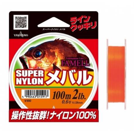 Fir monofilament Yamatoyo Famell Super Nylon Mebaru, Portocaliu, 100m, , 0.13mm, 0.9kg