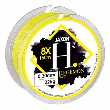 Fir textil JAXON Hegemon 8X Fluo, 200 m, 0.16 mm, 17 kg, Galben Fluo