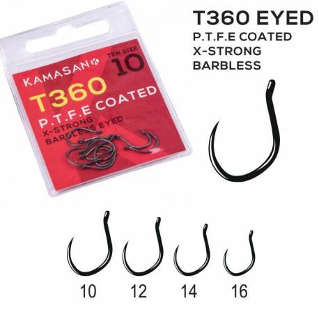 Carlige KAMASAN T360 PTFE X-STRONG BARBLESS, Nr.10, 10 buc./plic