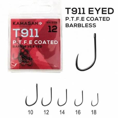 Carlige stationar KAMASAN T911 PTFE Coated, Barbless, Nr. 12, 10 buc./plic