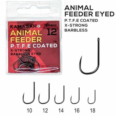 Carlige KAMASAN ANIMAL FEEDER PTFE X-STRONG, Barbless, Nr.14, 10 buc./plic