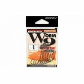 Carlige offset Decoy Worm 9 Uppercut Nr.6, negru, 9 buc/plic