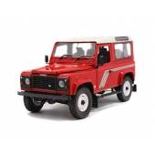 Macheta auto LAND ROVER DEFENDER 90 (1999) 1:18 rosu-alb Universal Hobbies