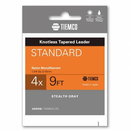 Fir inaintas fly monofilament TIEMCO Standard Tapered Leader, 7.5ft, 5X, Stealth Grey