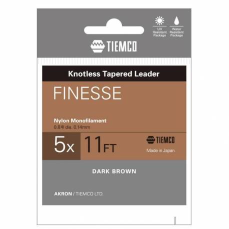 Fir inaintas fly monofilament TIEMCO Finesse Leader, 11ft, 6X, Dark Brown