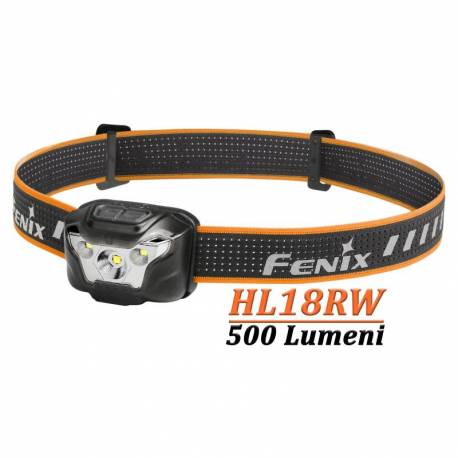 Lanternă frontală Fenix HL18RW, 500 Lumeni, 85 metri, Negru