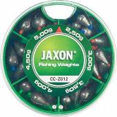 Cutie plumbi picatura JAXON, nr, 12, 100 g, 3/3.5/4/4.5/5 g, 6 compartimente