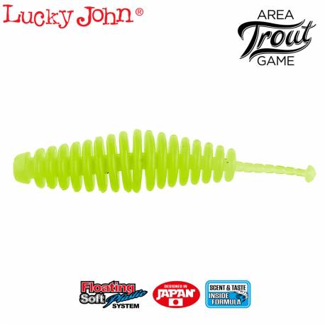 Lucky John Trick Worm 5CM (2''), S88 (YELLOW CHARTREUSE), S88, 10buc/borcan