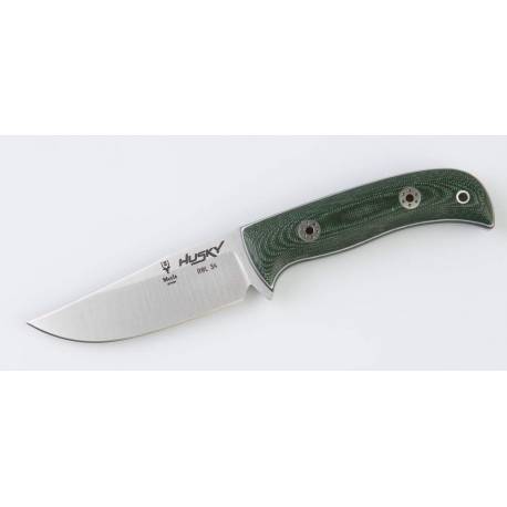 Cutit vanatoare MUELA HUSKY-11GM.D, lama otel RWL34 full tang 11m, maner Micarta verde