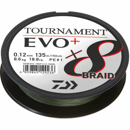 FIR DAIWA TOURNAMENT 8XBRAID EVO+ VERDE 018MM/15,8KG/270M