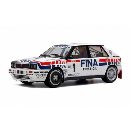 Macheta auto LANCIA Delta HF Integrale 16V FINA (1991) 1:18 alb-rosu-albastru