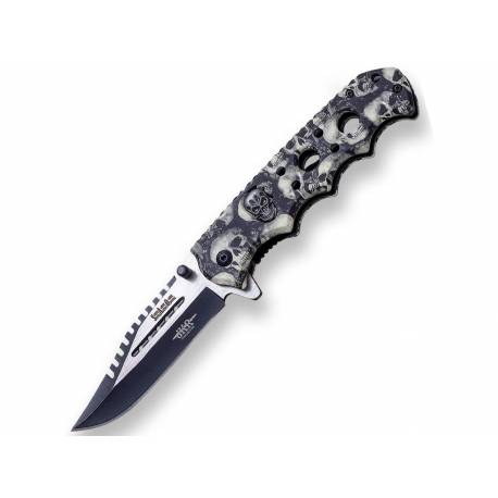 Briceag semi-automat JOKER skull gray - 8.5 cm