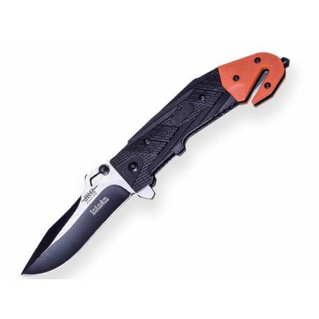 Briceag tactic semi-automat JOKER 9 cm - Black and orange