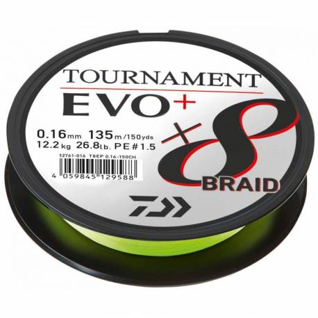 Fir textil DAIWA Tournament 8X Braid Evo+ Chartreuse, 0.10mm, 6.7kg, 135m