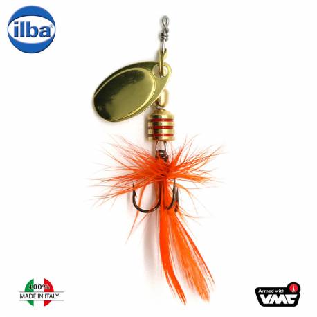 Lingurita rotativa ILBA TONDO Mosca (Fly) 0/2g - GOLD + FLY ORANGE