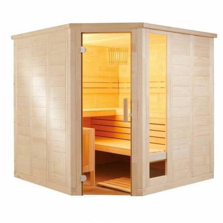 Cabina sauna SENTIOTEC Komfort Corner Large, lemn masiv, 234x206x204cm