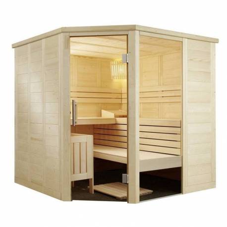 Cabina sauna SENTIOTEC Alaska Corner, lemn masiv, 206x206x204cm