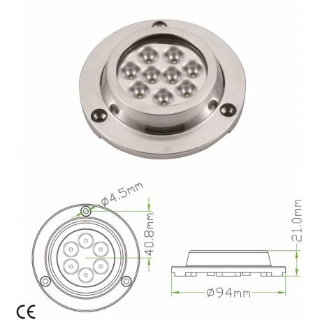 Lumina barca GFN 9 LED-uri IP68 pentru utilizare exclusiva sub apa