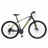 Bicicleta MTB-HT CARPAT CSC27/57C, 21 viteze, roti 27.5 Inch, negru cu design galben/albastru