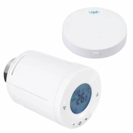 Kit Wifi cap termostatic inteligent PNI CT25T pentru calorifer + Hub PNI CT25WIFI cu control prin internet